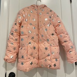 Swiss winter jacket pink stars